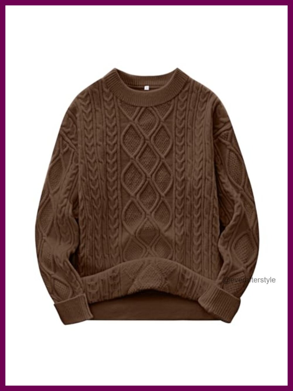 Oversized Cable Knit Sweater Crew Neck Long Sleeve Pullover